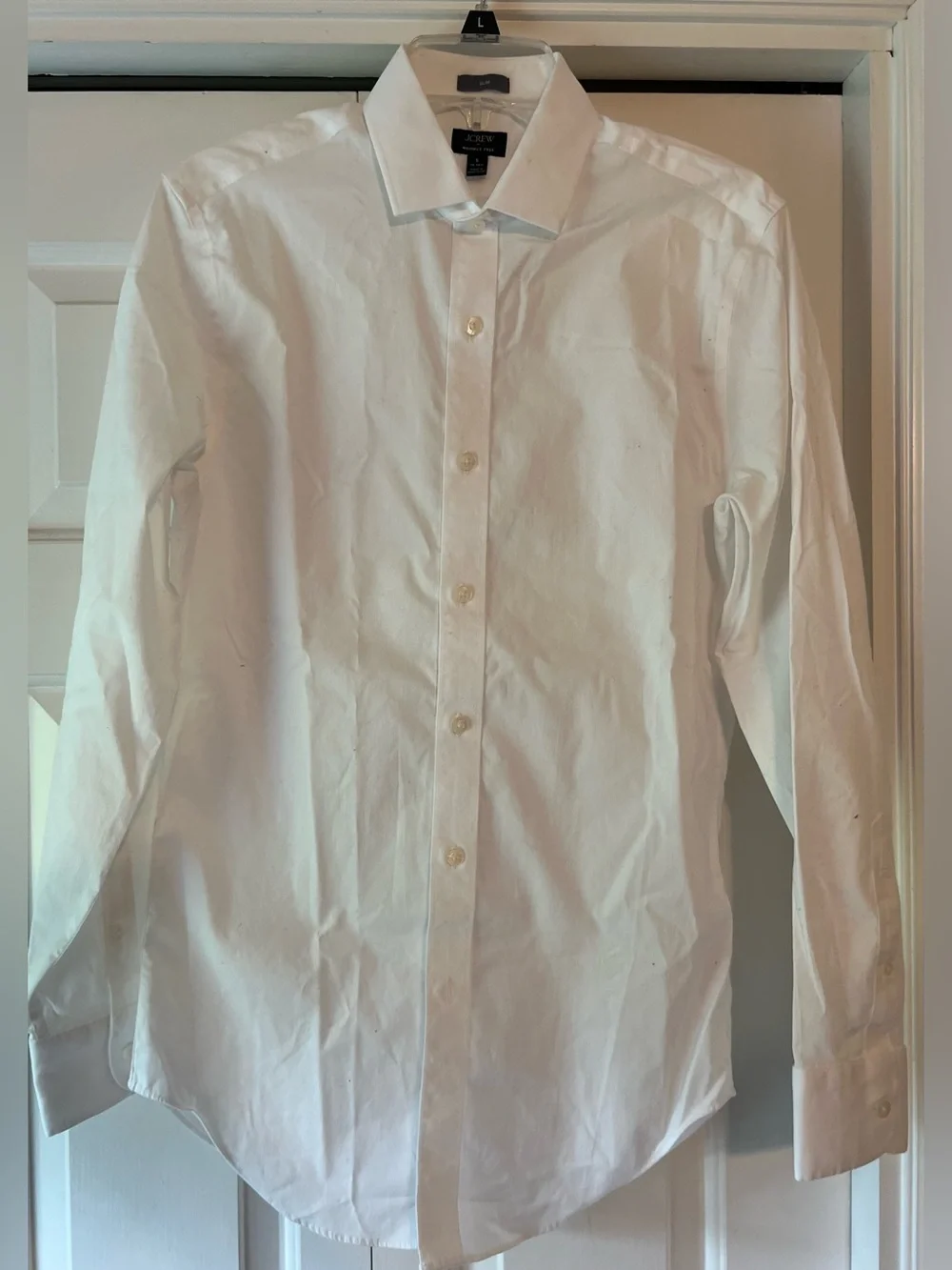 J Crew White Wrinkle Free Long Sleeve Slim Dress Shirt NWT S 14-14.5 #2623